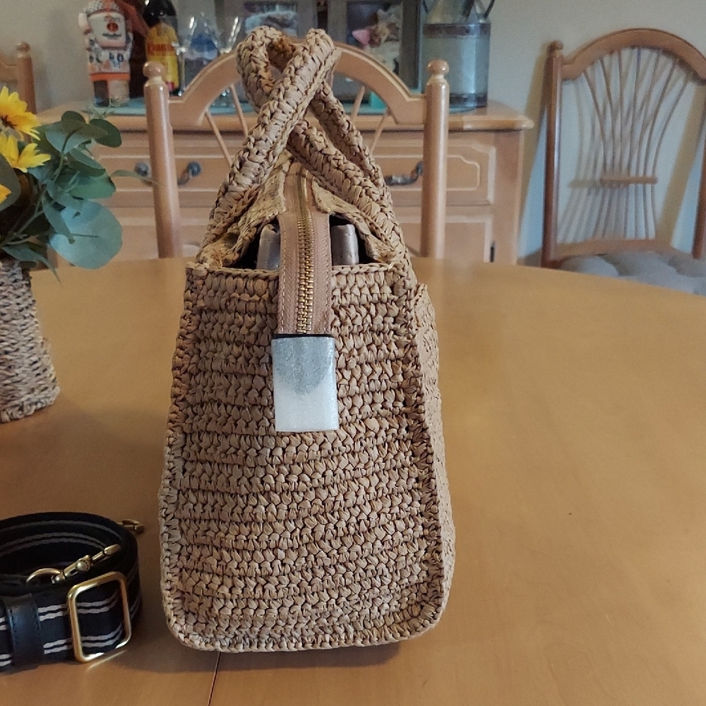 Coach Cargo Tote 26, NWT, Straw w/Black Accents - Picture 2 of 16